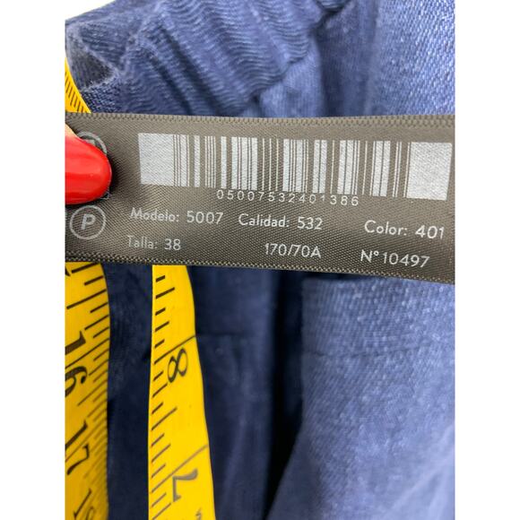 Massimo Dutti Blue 100% Linen 4 Pocket Pants Size 6 - Picture 8 of 12